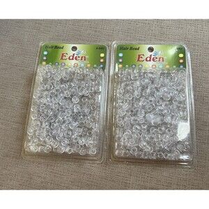 Eden Hair Beads Clear Plastic Lot 2 Packs BR9-C Adult Hair Accessory New